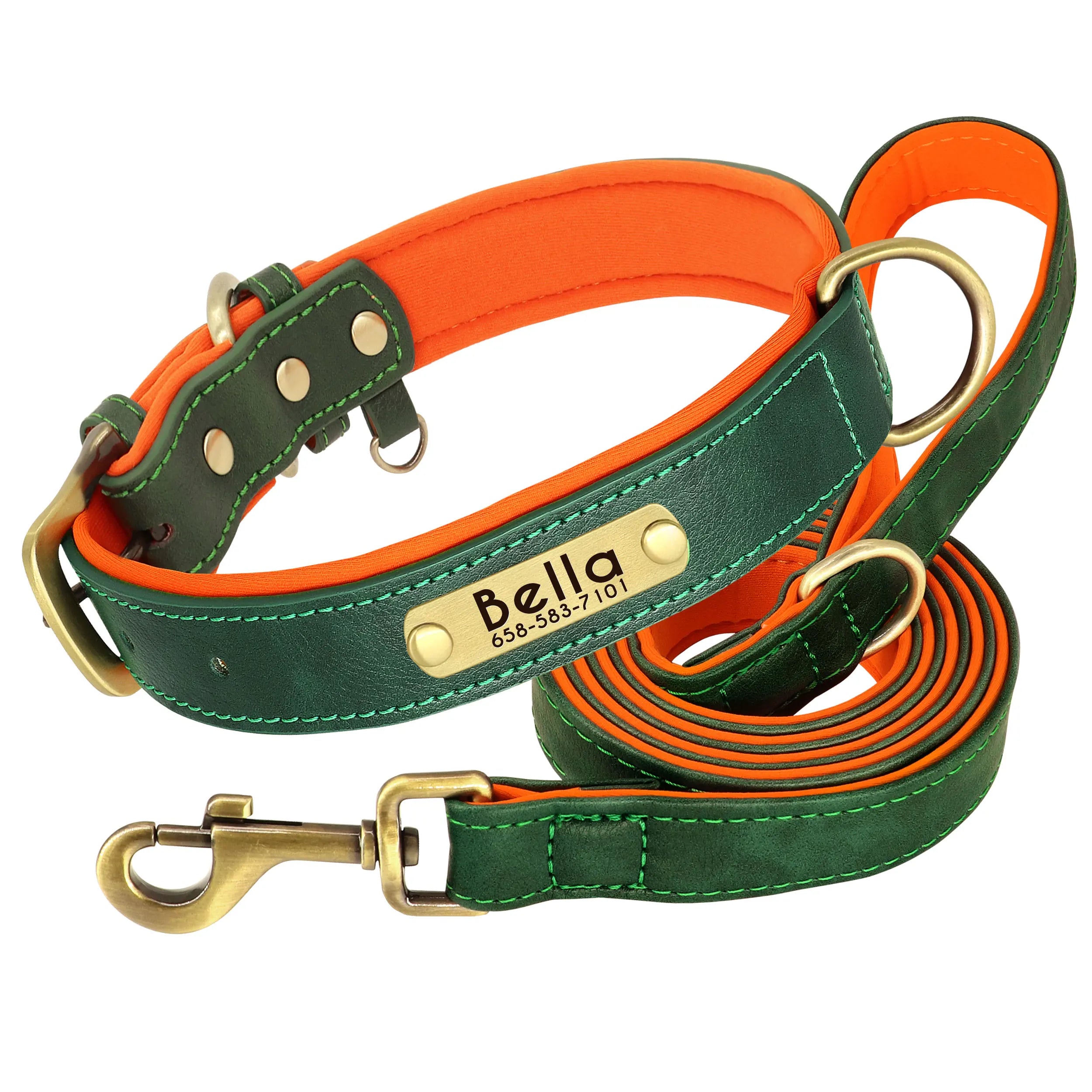 HeritagePaw™ Personalised Leather Collar &amp; Lead Set