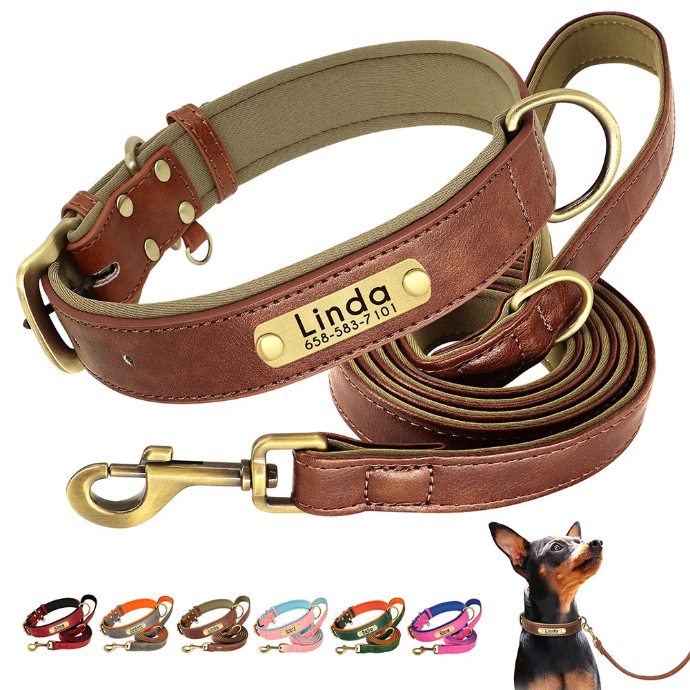 HeritagePaw™ Personalised Leather Collar &amp; Lead Set