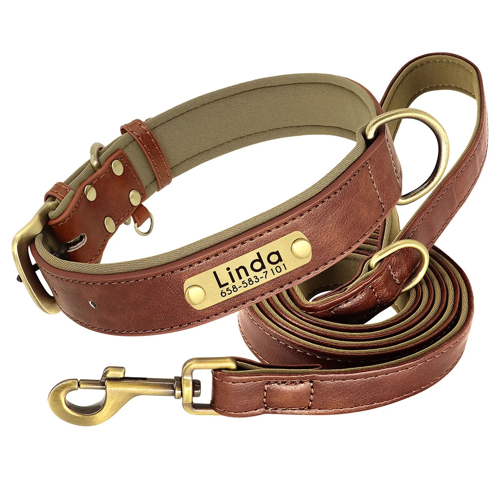 HeritagePaw™ Personalised Leather Collar &amp; Lead Set